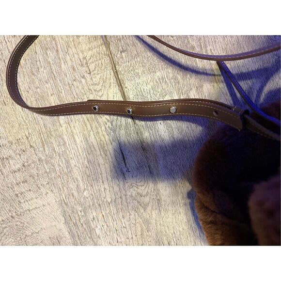 Mansur Gavriel Shearling Mini Bucket Bag in Dark Brown - Picture 5 of 11